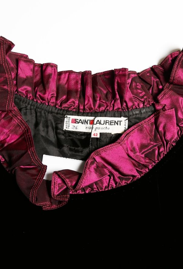 Saint Laurent Late '70s Velvet Taffeta Dress - 4