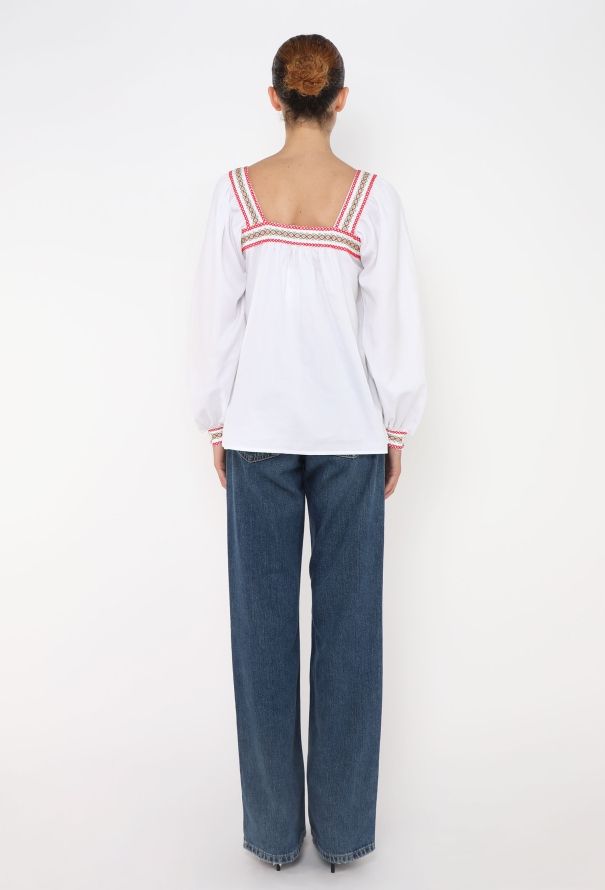 Saint Laurent Rare S/S 1977 Embroidered Peasant Top - 4