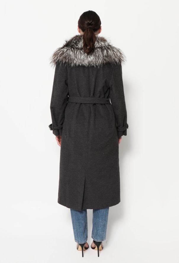 Saint Laurent 90s Belted Silver Fox Coat - 4