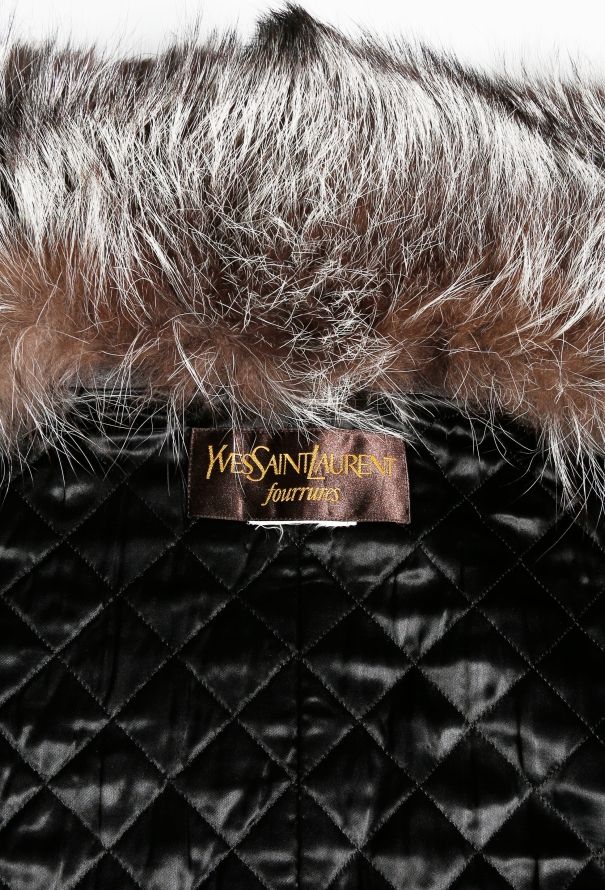 Saint Laurent 90s Belted Silver Fox Coat - 5