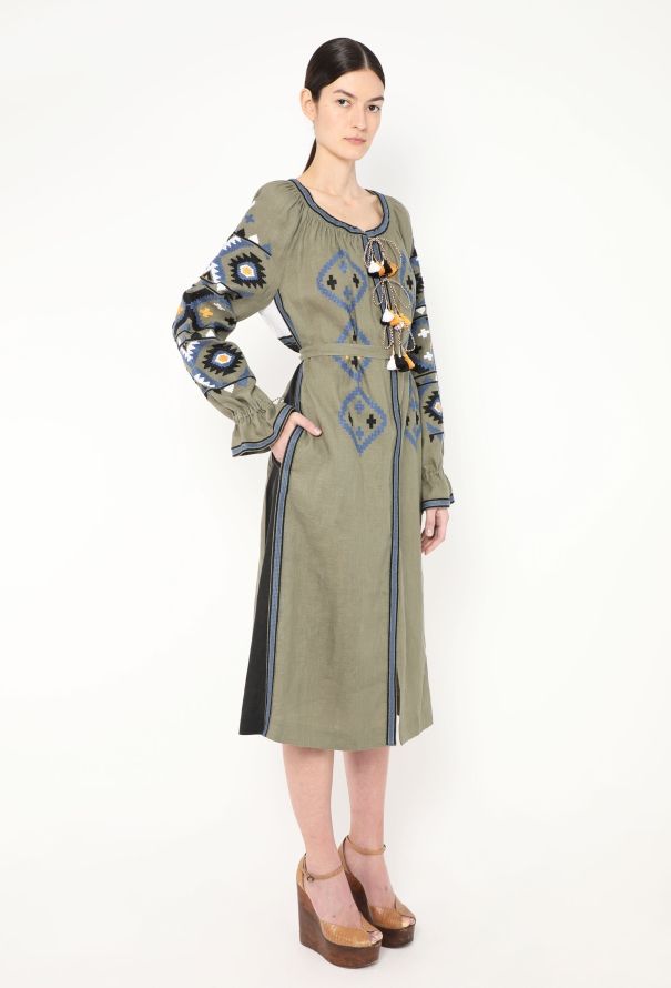 Vita Kin Embroidered Belted Linen Tassel Tunic - 5