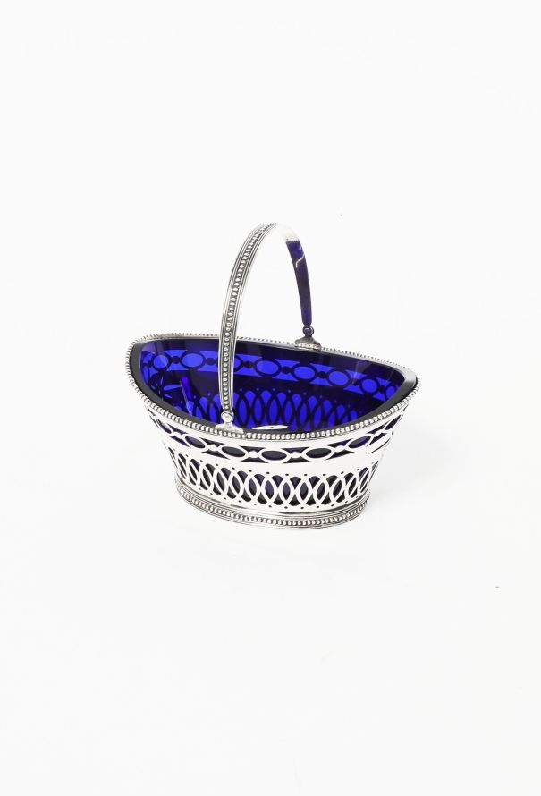 Vintage Objects & Decor 30s Silver Cobalt Mini Basket - 2