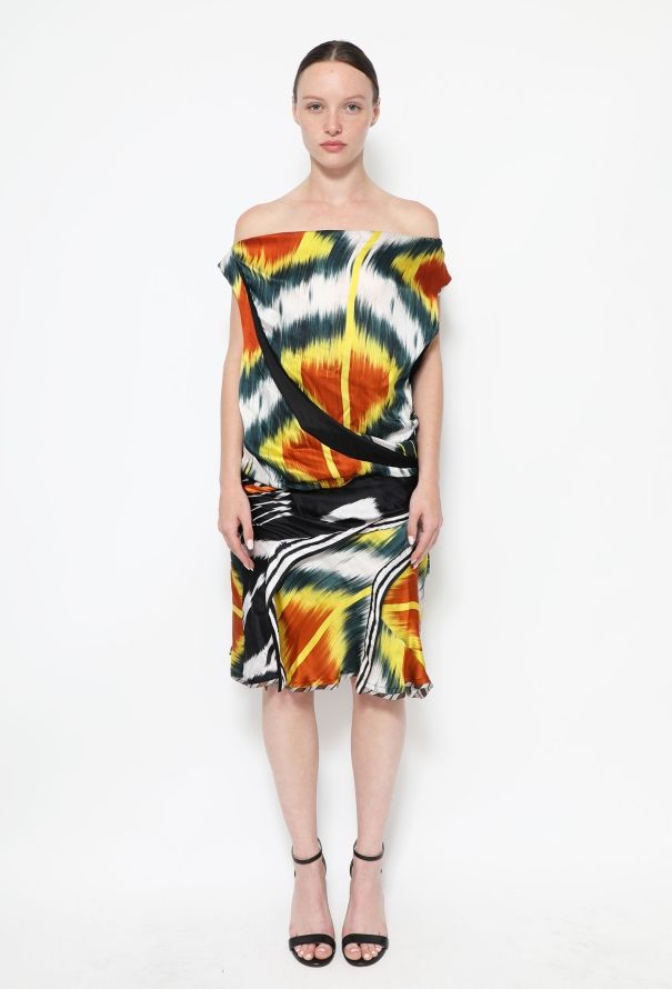 Balenciaga F/W 2007 Ikat Silk Dress - 4