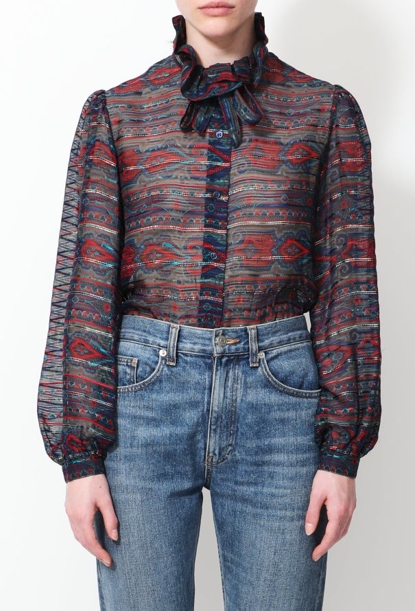 Lanvin 70s Ruffled Lavallière Silk Blouse - 2