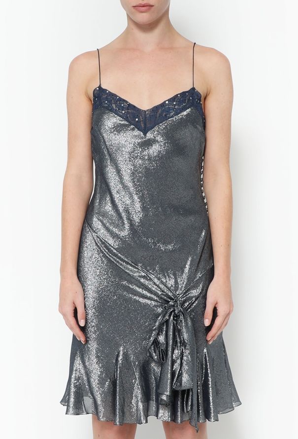 John Galliano 2004 Lamé Bias Silk Dress - 2
