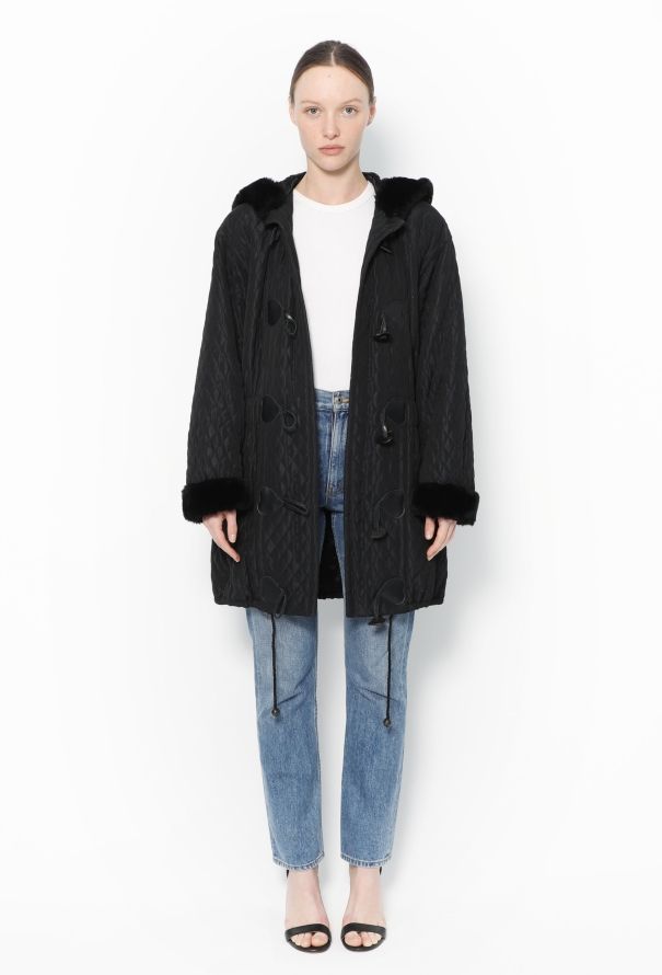 Saint Laurent 1993 Quilted Fur Trim Toogle Coat - 2