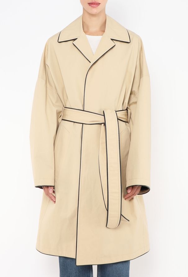 Balenciaga Gabardine Leather Trim Trench - 3