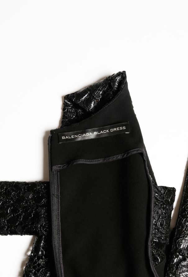 Balenciaga Lacquered Lace Cocktail Dress - 5