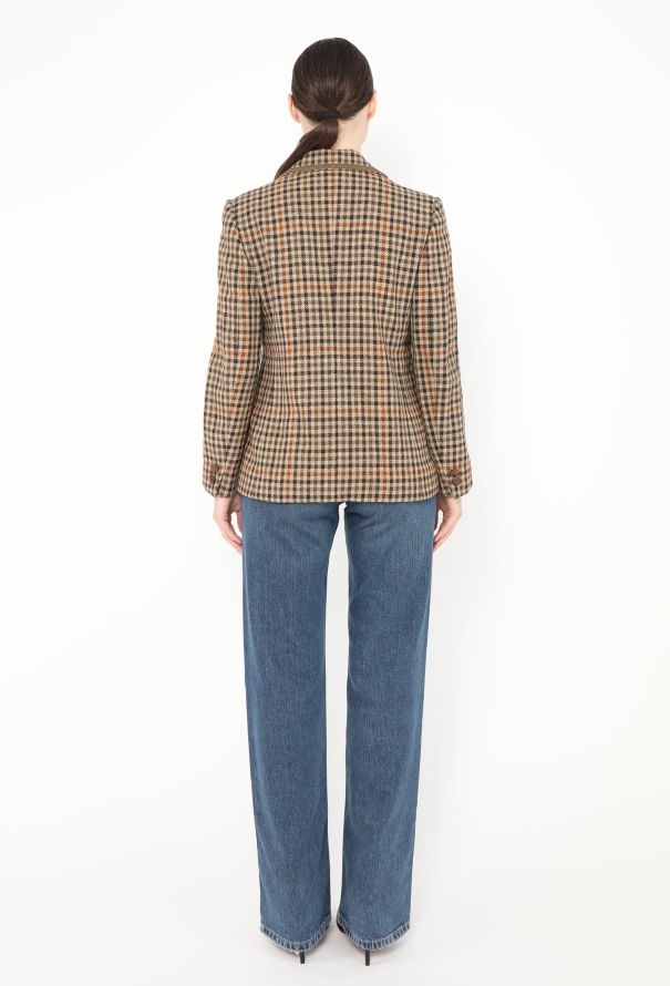 Céline '70s Suede Trim Houndstooth Blazer - 5