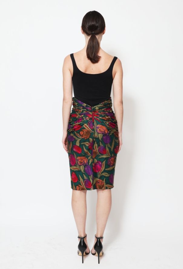 Emanuel Ungaro Vintage Ruched Floral Skirt - 3
