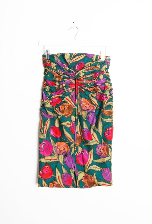 Emanuel Ungaro Vintage Ruched Floral Skirt - 6