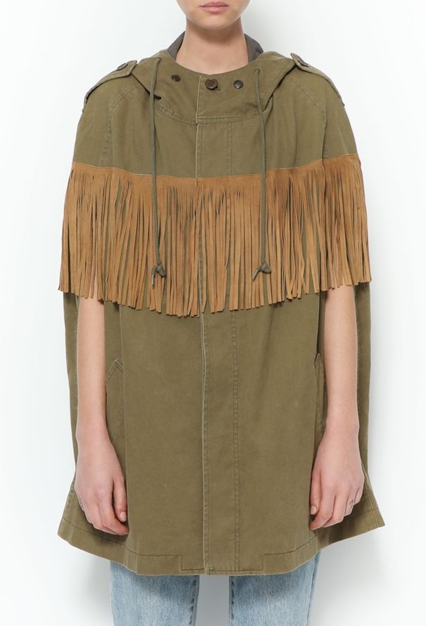 Saint Laurent Fringe Hooded Parka Cape - 2