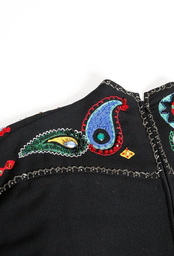 Exquisite Vintage Iconic Emmanuelle Khanh Paisley Embroidered Dress - 7