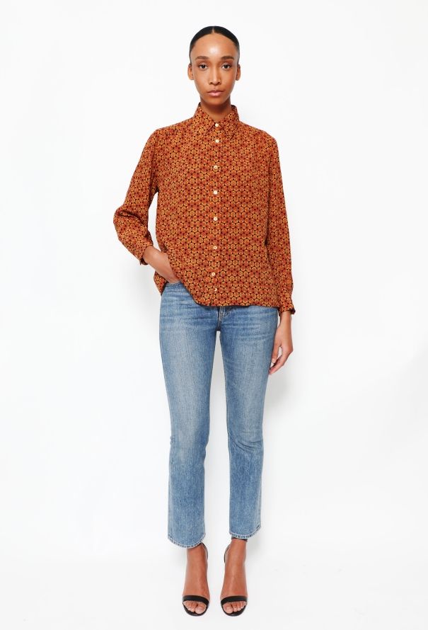 Céline Vintage Graphic Silk Blouse - 3
