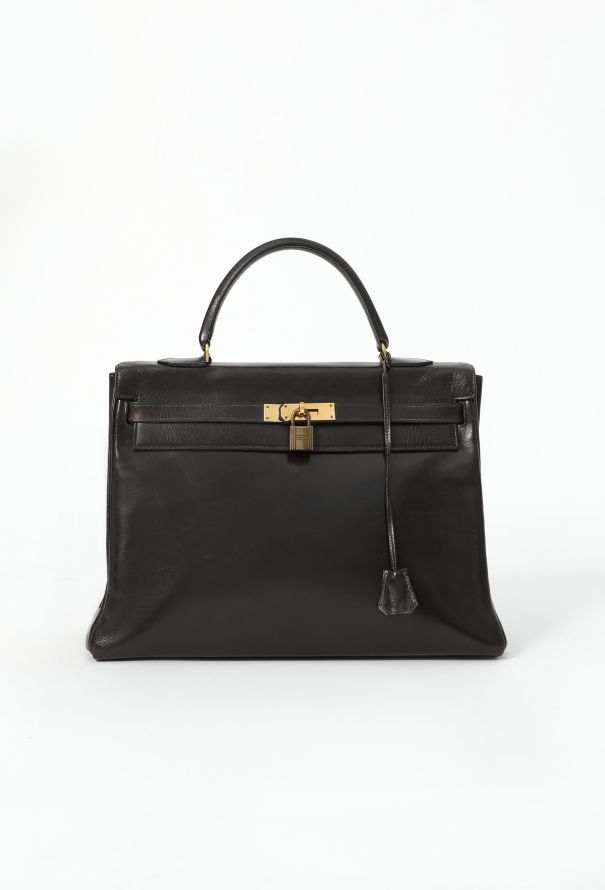 Hermès '70s Brown Box Kelly Retourné 35 - 1