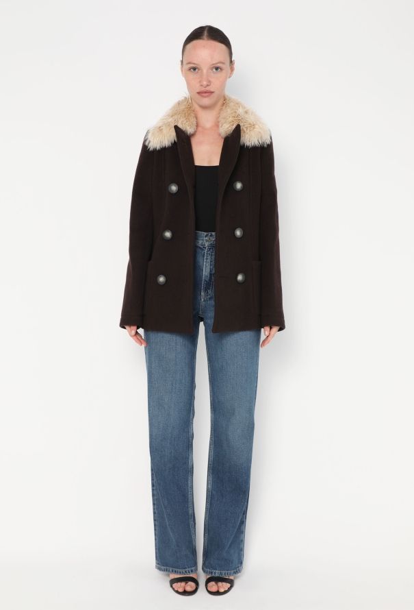 Balenciaga Pre-Fall 2011 Shearling Trim Peacoat - 2