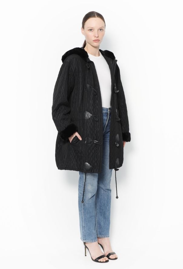 Saint Laurent 1993 Quilted Fur Trim Toogle Coat - 5