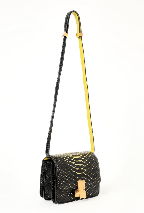Céline Mini Classic Box Black and yellow Python Bag - 3
