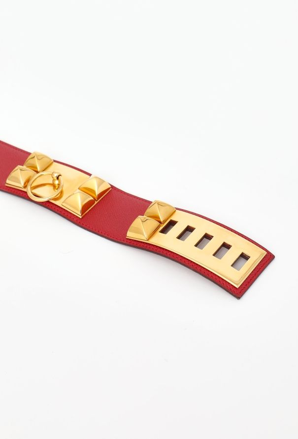 Hermès 1995 Rouge Courchevel 'Collier de Chien' Belt - 4