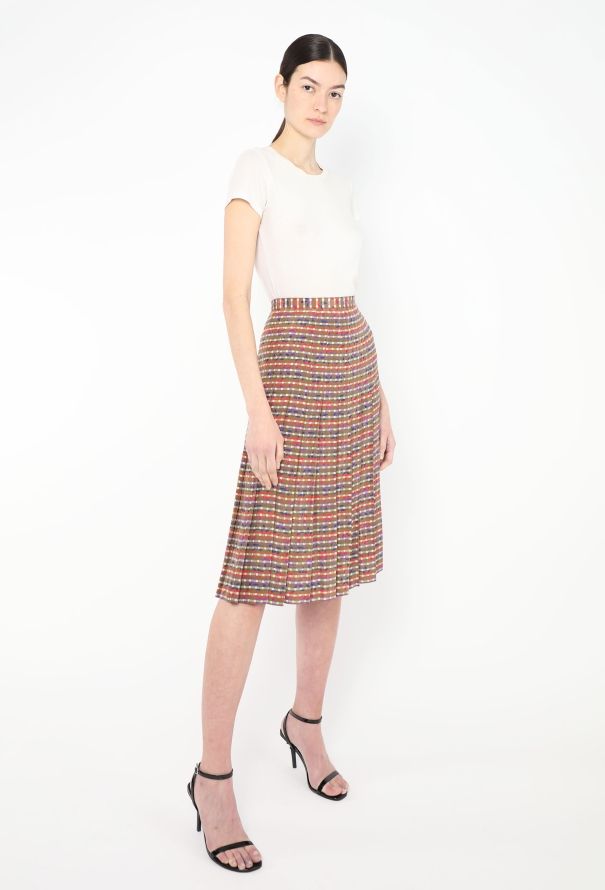 Céline '70s Abstract Pleated Silk Skirt - 3