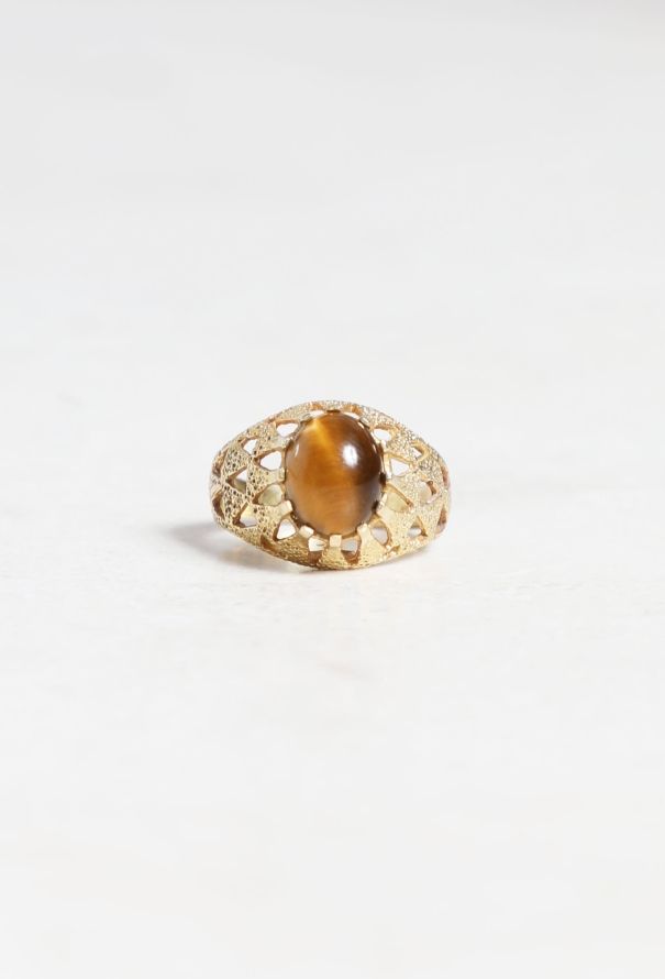 Vintage Fine Jewelry 18k Yellow Gold and Tiger's Eye Ring - 1