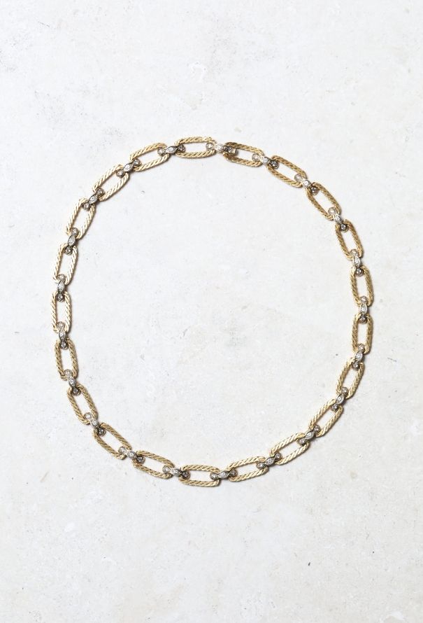 Vintage Fine Jewelry 18k Gold & Diamond Chainlink Necklace - 2