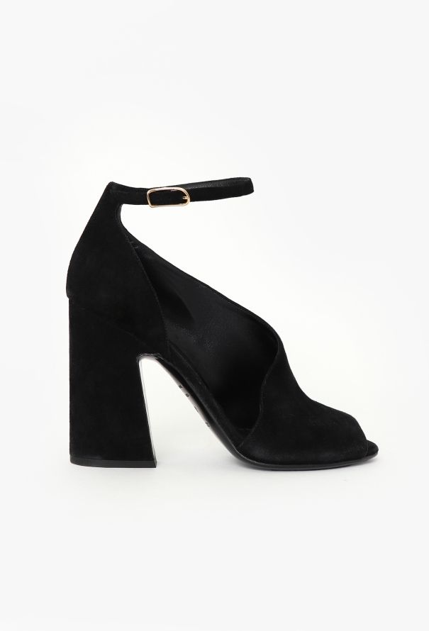 Hermès Sculpted Suede Block Heels - 1