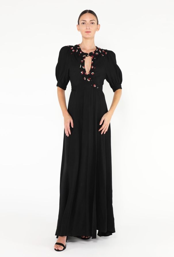 Ossie Clark '70s Embroidered Moss Crêpe Dress - 4