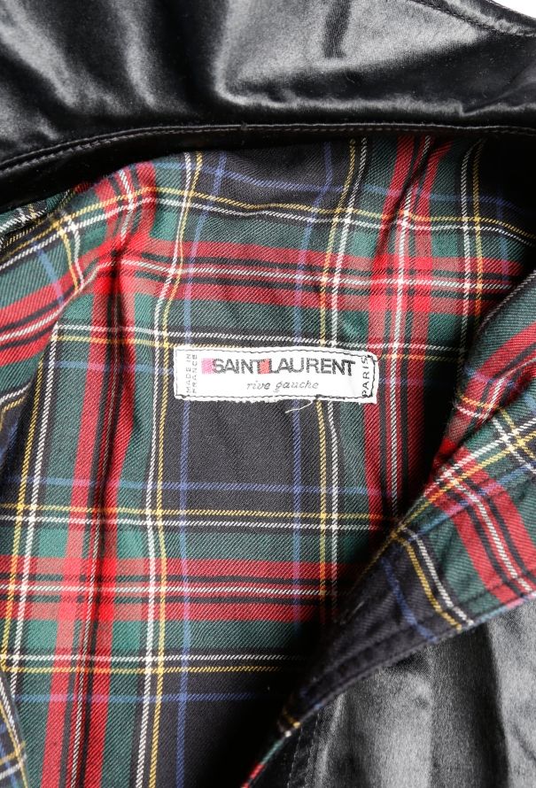 Saint Laurent RARE '70s Satin & Plaid Trench Cape - 6