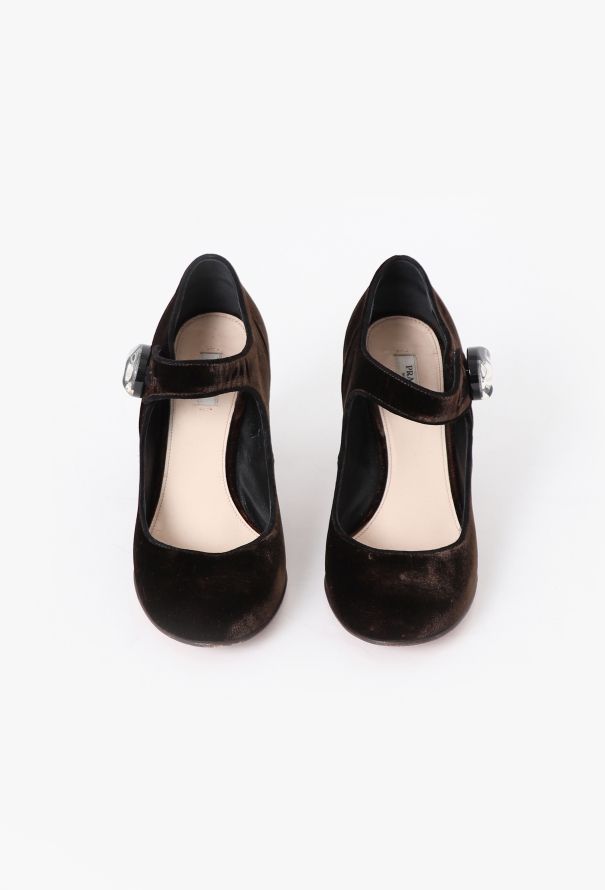 Prada Velvet Mary Jane Pumps - 3