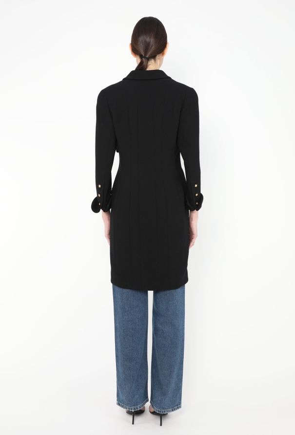 Chanel Rare 1993 Crêpe 'CC' Button Coat - 6
