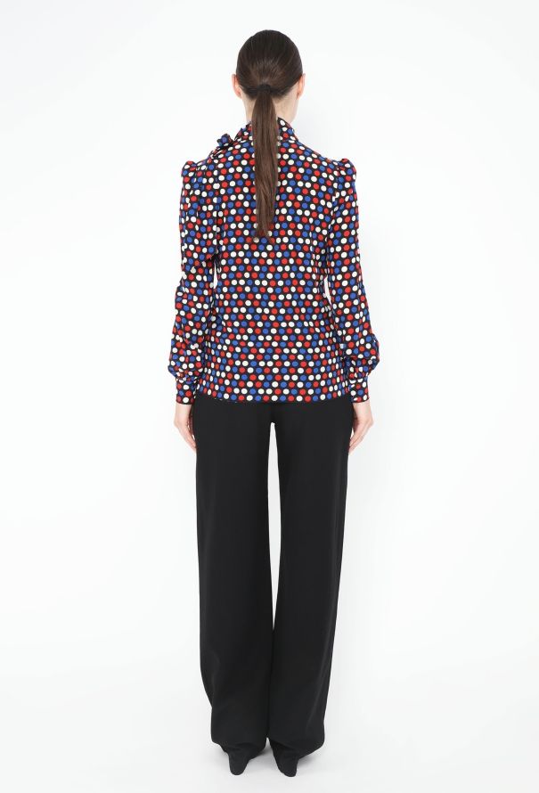 Saint Laurent 2016 Silk Polka Dot Lavallière Blouse - 5