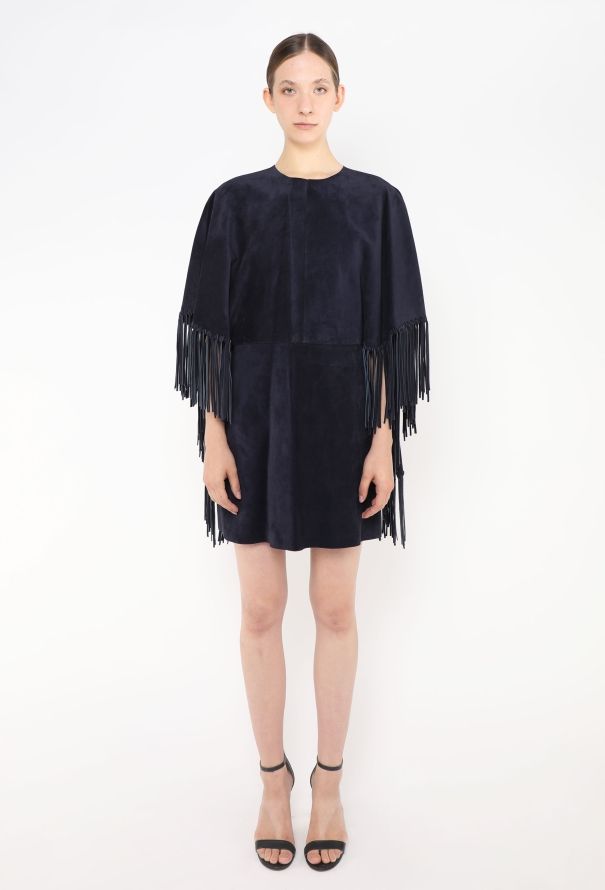 Valentino S/S 2014 Suede Fringe Cape Dress - 2
