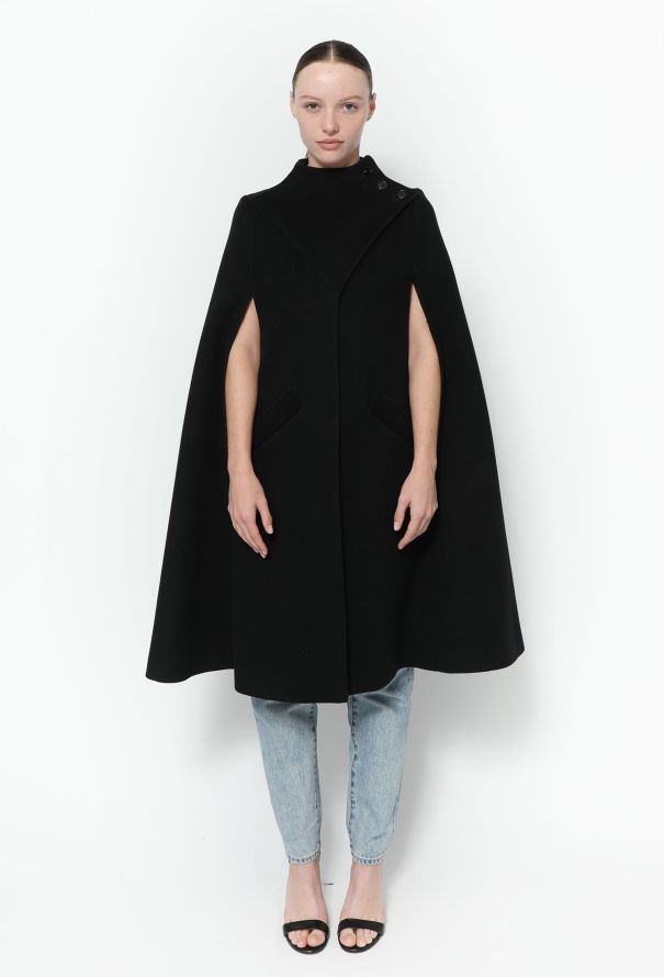 Flared Wool Button Cape - 1