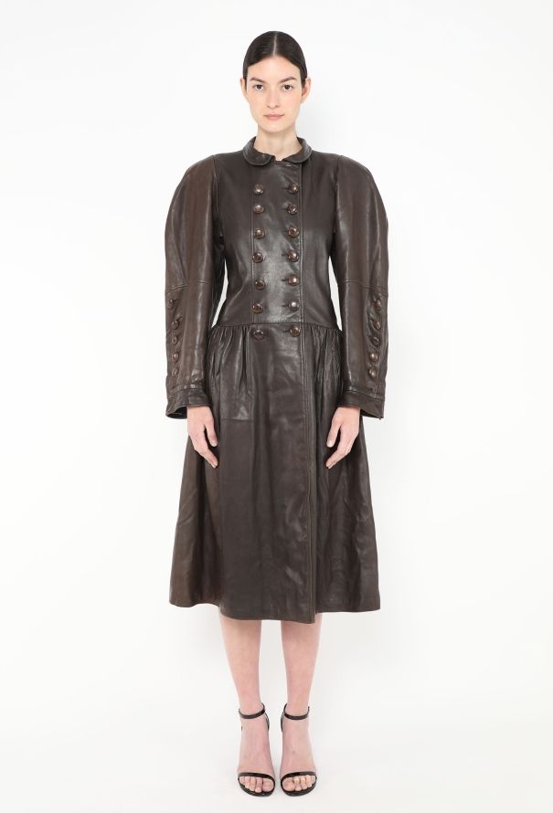 Saint Laurent ULTRA RARE F/W 1983 Flared Leather Coat - 3