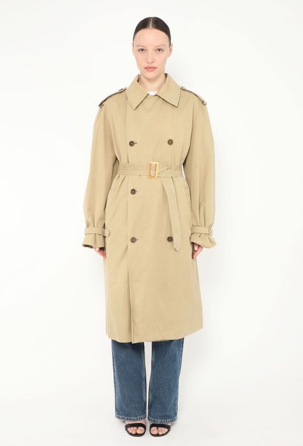 Saint Laurent Vintage Belted Gabardine Trench - 1