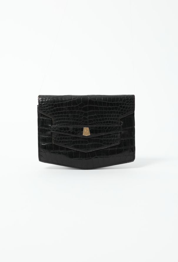 Hermès 1940s Black Porosus Clutch - 1