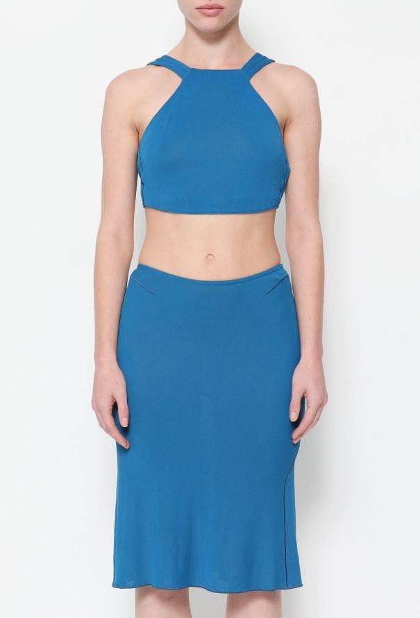 Alaïa 90s Cyan Top & Skirt Ensemble - 2
