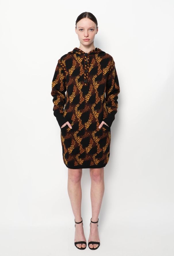 Saint Laurent F/W 1990 Leopard Hooded Dress - 3