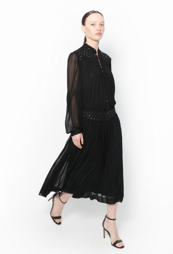 Louis Féraud '90s Embellished Chiffon Dress - 3