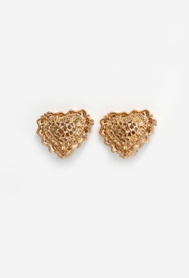 Christian Lacroix '90s Sculpted Heart Clip Earrings - 1