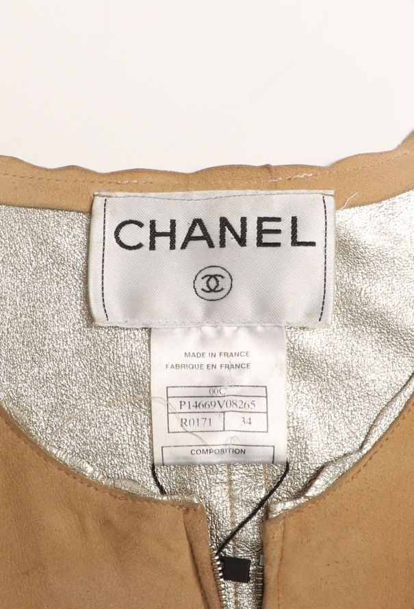 Chanel 2000 Suede Metallic Trim Jacket - 5