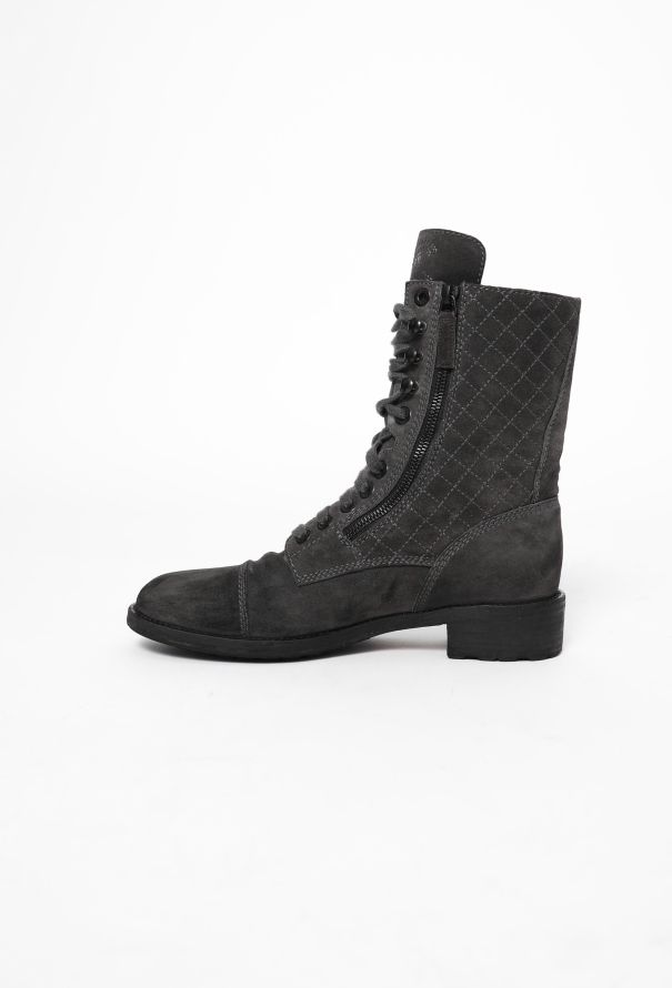 Chanel Suede 'CC' Combat Boots - 4