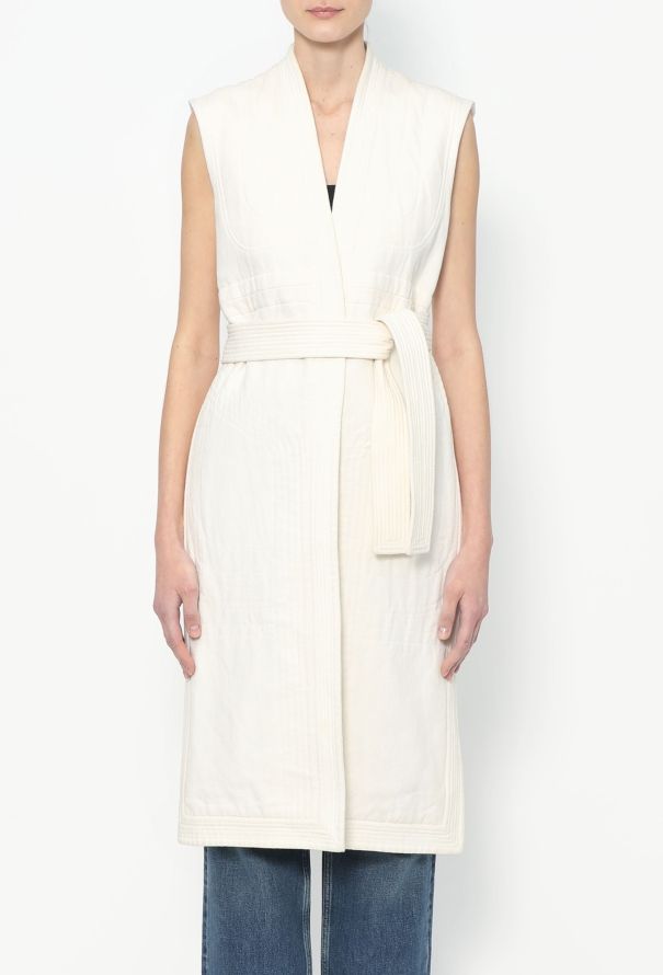 Céline S/S 2011 Belted Linen Kimono Vest - 4