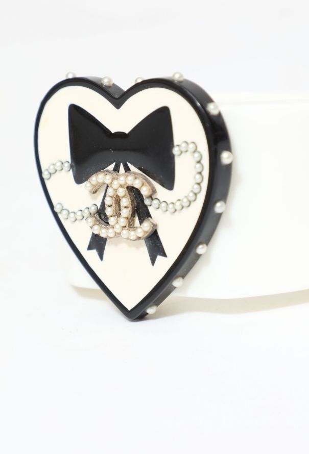 Chanel Embellished Heart Pendant Resin Cuff - 5