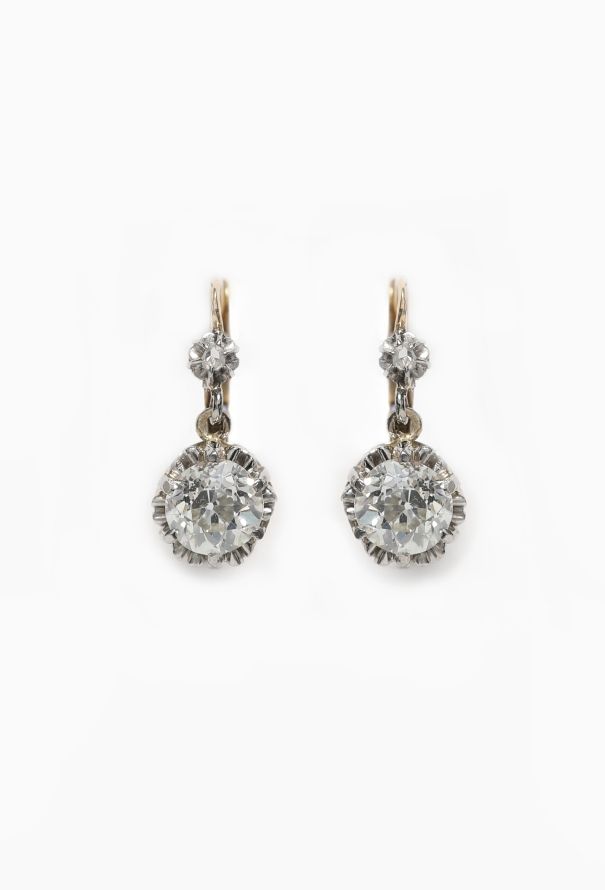Vintage Fine Jewelry Belle Époque 2.45 Carats Diamond Dormeuses - 1
