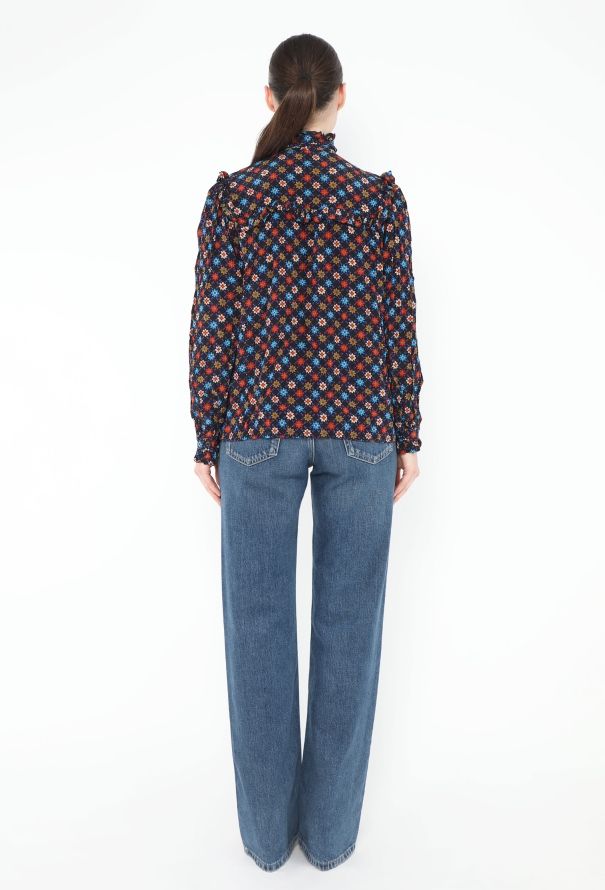 Saint Laurent 1976 Ruffled Floral Lavallière Blouse - 5