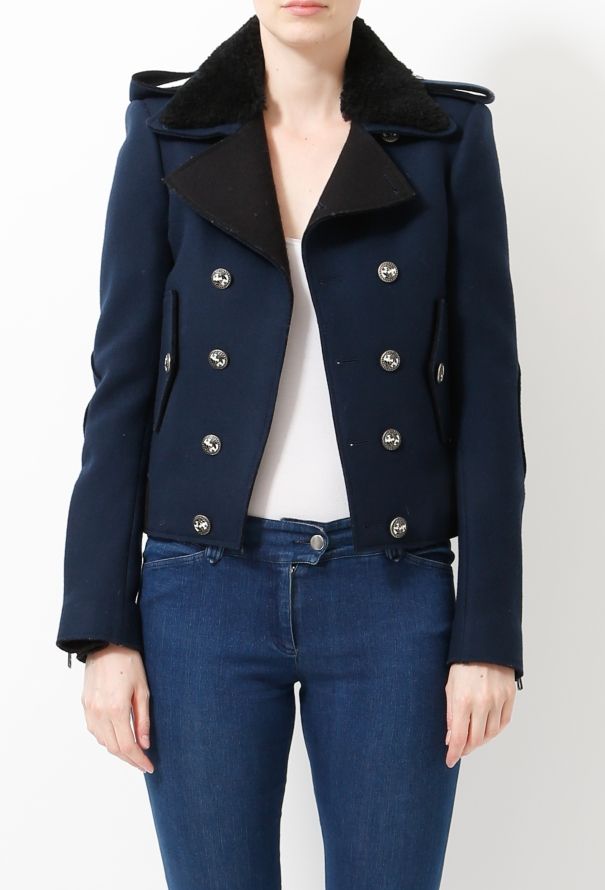 Balenciaga 2007 Shearling Military Felt Jacket - 1