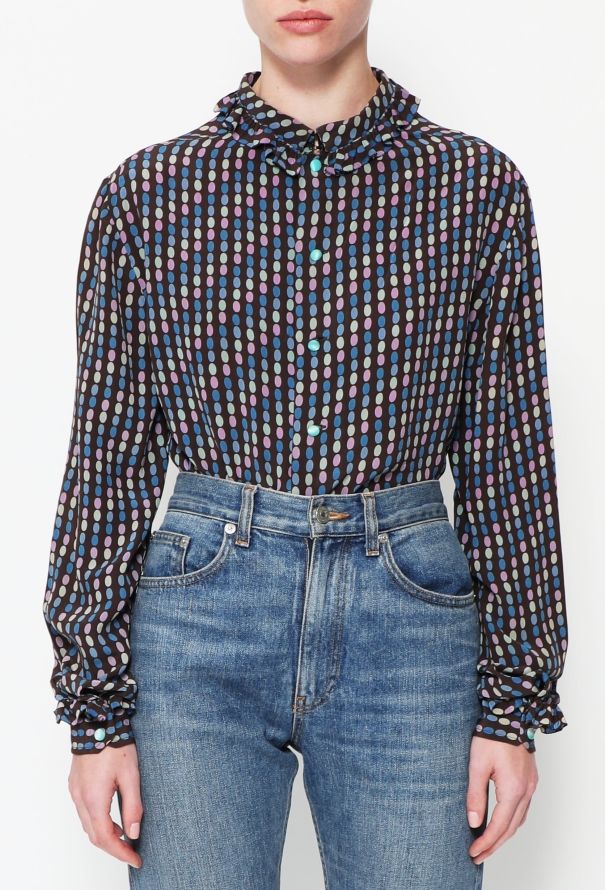 Céline Vintage Silk High-Neck Blouse - 1