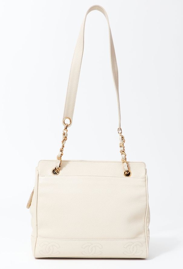 Chanel Off-White Caviar Tote Bag - 1